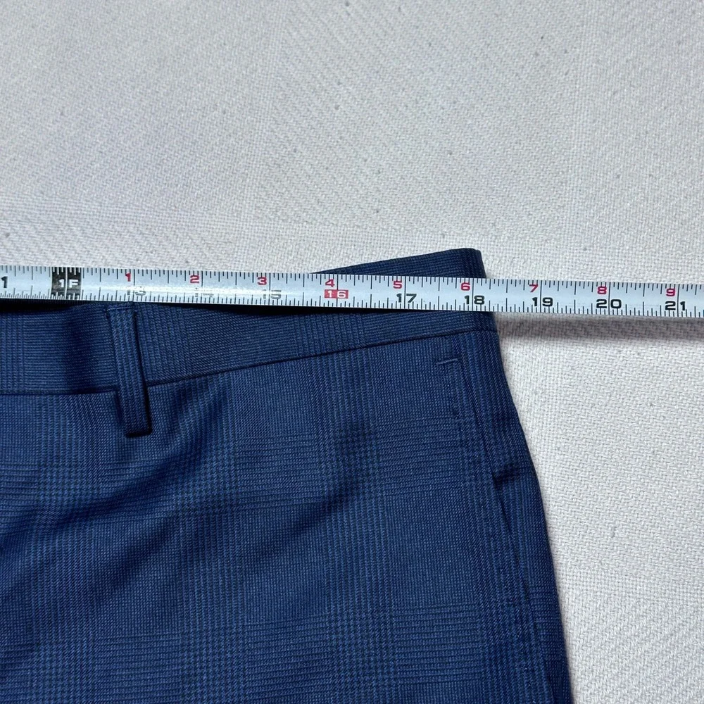 Banana Republic Dress Pants 36x32 Vitale Barberis‎ Canonico Wool Glen Plaid Navy